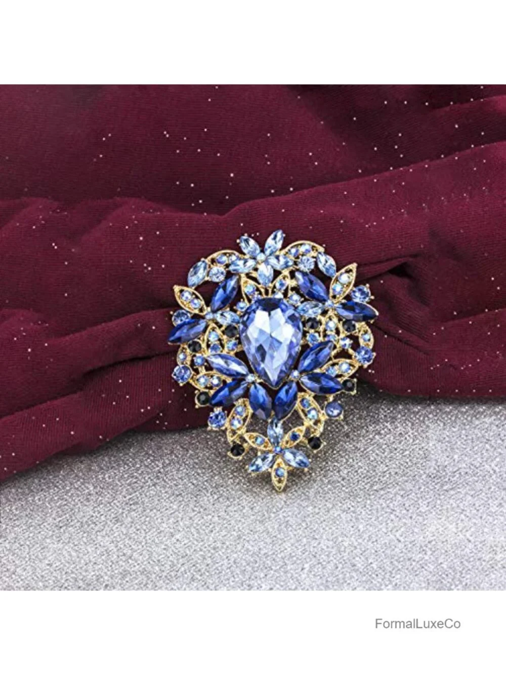 Vintage Leaf Shape Brooch Pin Women Crystal Rhinestone